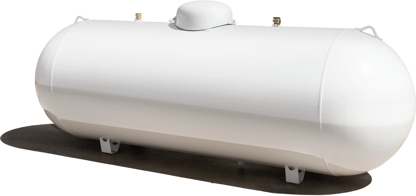 Tank, 250 Gallon ASME Aboveground Horizontal Propane, Steel, Epoxy White with Valving & Lid, Arcosa, 250AG-W - Chimney Cricket